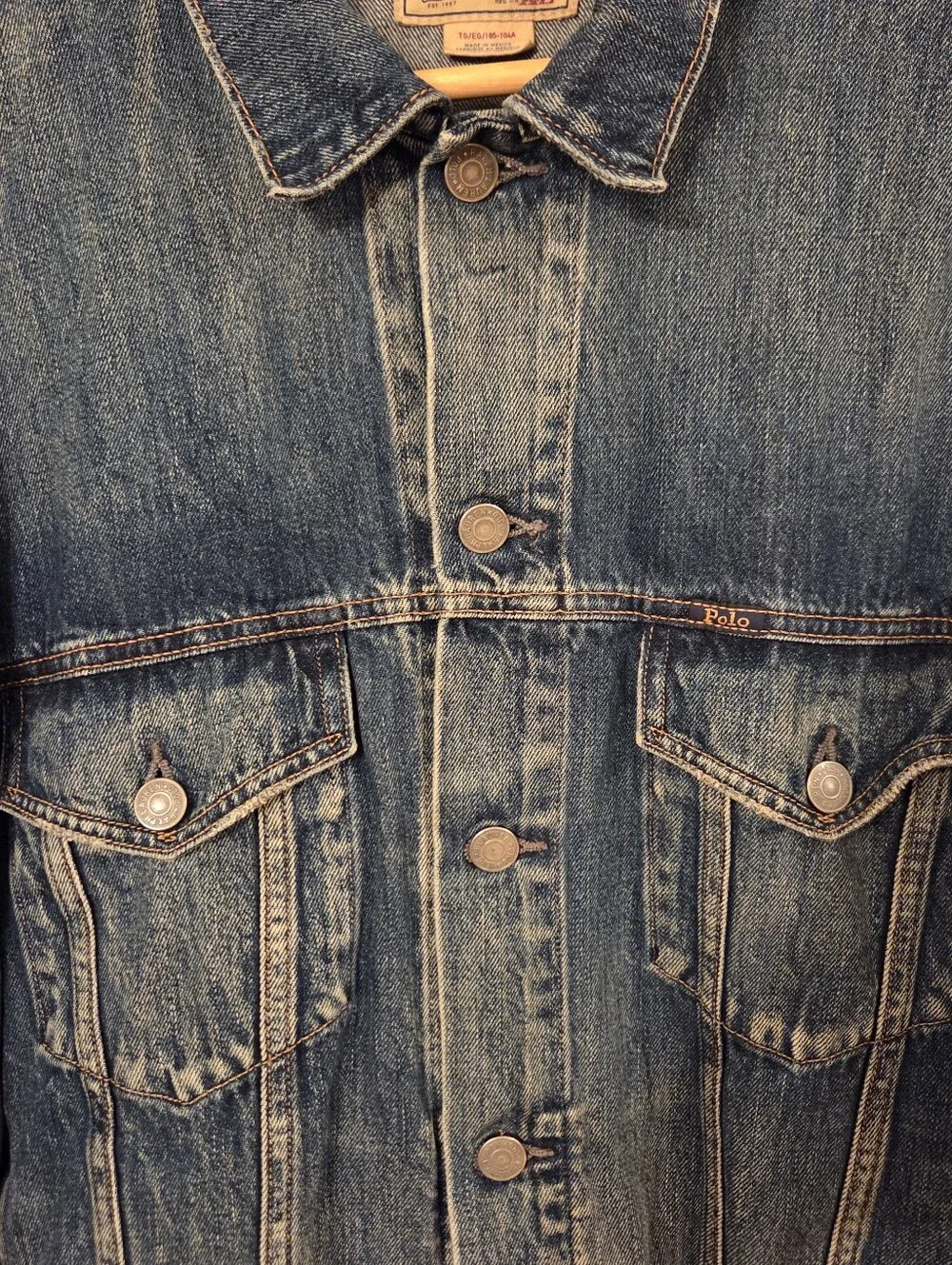 Polo Ralph Lauren Men's Denim Trucker Jacket Blue XL Classic Jean Jacket Grunge